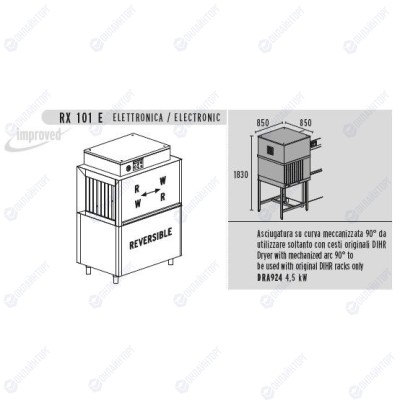 МАШИНА ПОСУДОМОЕЧНАЯ DIHR RX 101 E SX+DDE+XP+DRA924 (туннельная)
