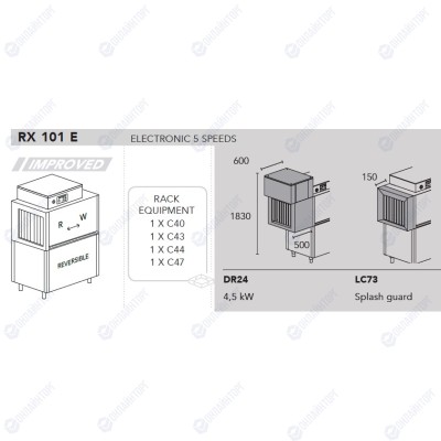 МАШИНА ПОСУДОМОЕЧНАЯ DIHR RX 101 E SX+DDE+DR24+LC73+XP (туннельная)