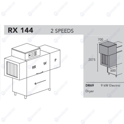 МАШИНА ПОСУДОМОЕЧНАЯ DIHR RX 144 DX+DDE+DR69+XP