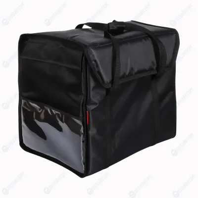 Терморюкзак 420х420х400 мм для пицц фольгированный чёрный с вентиляцией