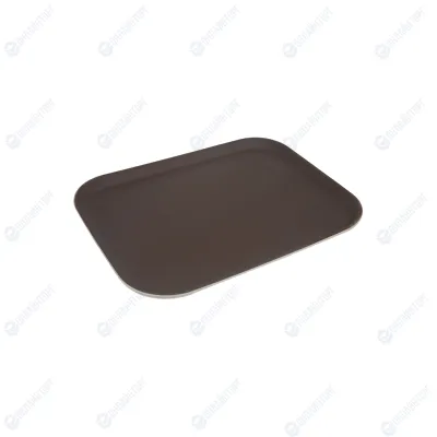 Поднос прорезиненный прямоугольный 410х300х25 мм коричневый [1216CT Brown]