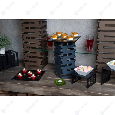 Подставка-куб для фуршета ажурная 150х150х90 мм черный Luxstahl