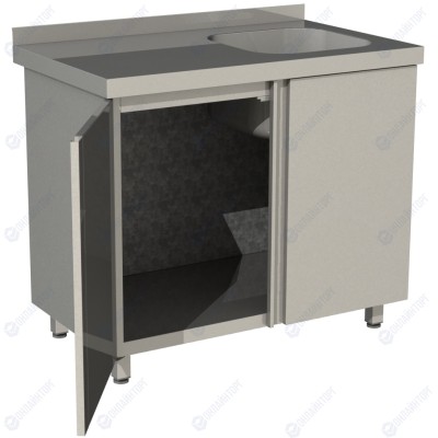 Стол производственный с распашными дверьми RESTOINOX СПЗР1М-11/7-БП с моечной ванной (с ванной)