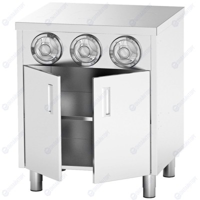 Стол-тумба с диспенсерами для стаканов RESTOINOX СПЗРД3-8/7-Б