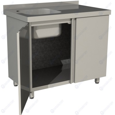 Стол производственный с распашными дверьми RESTOINOX СПЗР1М-9/6-БЛ с моечной ванной (с ванной)