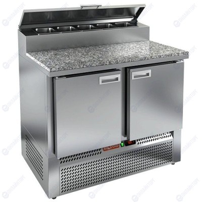 PZE2-11/GN (1/6H) КАМЕНЬ стол для пиццы охл.(+2+10), 2 двери, 1000х700х850мм, ниж.распол.агрегата