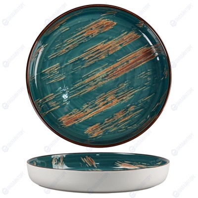 Тарелка с бортом Texture Dark Green Lines 22,6*3 см, P.L. Proff Cuisine