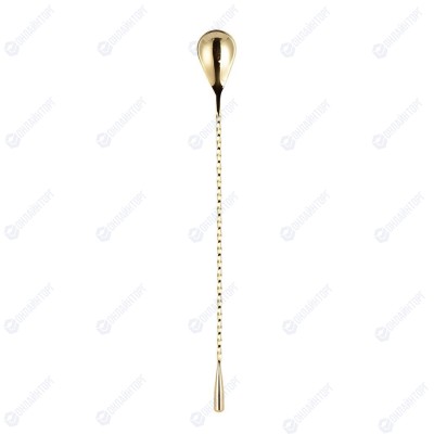 Ложка барная с метал.кнопкой.30 cм,золотой цвет  