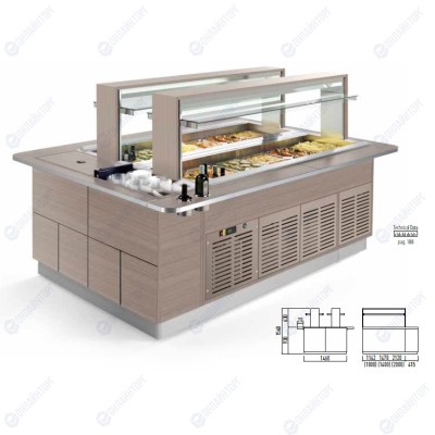 СТОЛ ШВЕД.КОМБ.ОСТРОВ. ENOFRIGO FAST GOURMET ISOLA DOPPIA BM+RF 2000 ВЕНГЕ