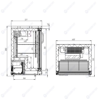 Барный стол/шкаф TD101-Grande со стеклом Polair