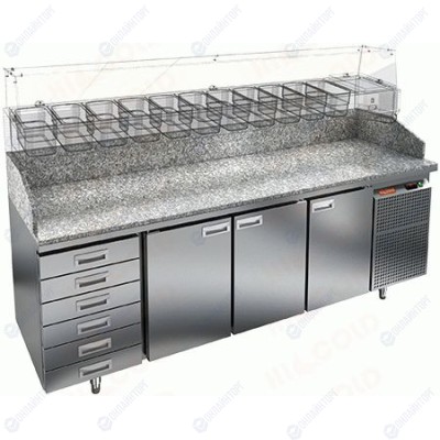 Стол охлаждаемый для пиццы под настольную витрину HICOLD PZ4-111/GN 6R (каменный)